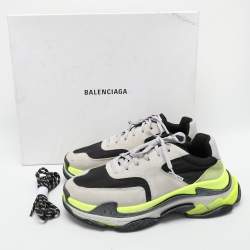 Pre Owned Balenciaga Multicolor Neoprene and Suede Triple S Low Top Sneakers Size 44