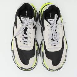 Pre Owned Balenciaga Multicolor Neoprene and Suede Triple S Low Top Sneakers Size 44