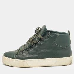 Balenciaga Green Leather Lace Up Sneakers Size 45