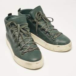 Balenciaga Green Leather Lace Up Sneakers Size 45