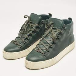 Balenciaga Green Leather Lace Up Sneakers Size 45