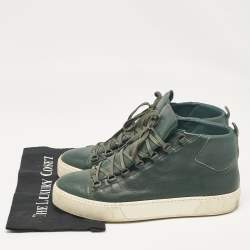 Balenciaga Green Leather Lace Up Sneakers Size 45