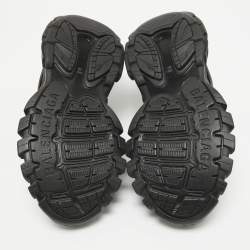 Balenciaga Black Faux Leather and Mesh Track Lace Up Sneakers Size 42