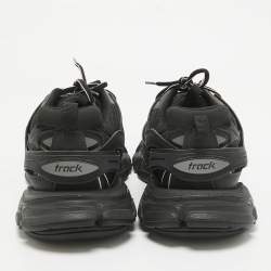 Balenciaga Black Faux Leather and Mesh Track Lace Up Sneakers Size 42