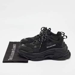 Balenciaga Black Nubuck Triple S Lace Up Sneakers Size 39