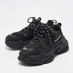 Balenciaga Black Nubuck Triple S Lace Up Sneakers Size 39