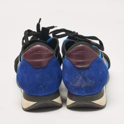 Balenciaga Blue/Black Leather and Mesh Race Runner Lace Up Sneakers Size 41