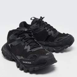 Pre Owned Balenciaga Black Faux Leather and Mesh Track 3 Sneakers Size 42