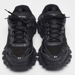 Pre Owned Balenciaga Black Faux Leather and Mesh Track 3 Sneakers Size 42