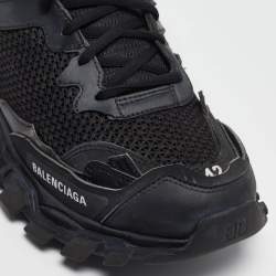Pre Owned Balenciaga Black Faux Leather and Mesh Track 3 Sneakers Size 42