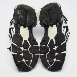 Pre Owned Balenciaga Black/White Faux Leather and Mesh Runner Sneakers Size 41