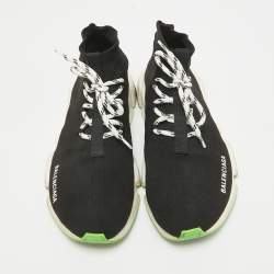 Pre Owned Balenciaga Black Fabric Speed 2.0 High Top Sneakers Size 41