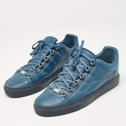 Balenciaga Blue Leather Arena Lace Up Sneakers Size 41