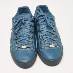 Balenciaga Blue Leather Arena Lace Up Sneakers Size 41