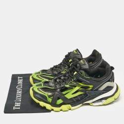 Balenciaga Black Leather and Mesh Track Lace Up Sneakers Size 43