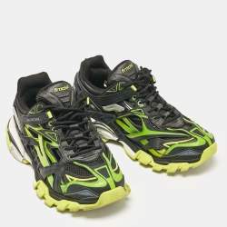 Balenciaga Black Leather and Mesh Track Lace Up Sneakers Size 43