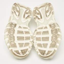 Pre Owned Balenciaga Cream Faux Leather Track Flat Sandals Size 41