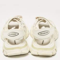 Pre Owned Balenciaga Cream Faux Leather Track Flat Sandals Size 41