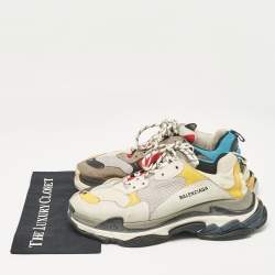 Balenciaga Multicolor Mesh and Nubuck Leather Triple S Lace Up Sneakers Size 46