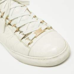 Balenciaga Off White Leather Arena Lace Up Sneakers Size 40