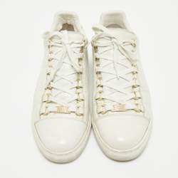 Balenciaga Off White Leather Arena Lace Up Sneakers Size 40