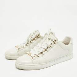 Balenciaga Off White Leather Arena Lace Up Sneakers Size 40