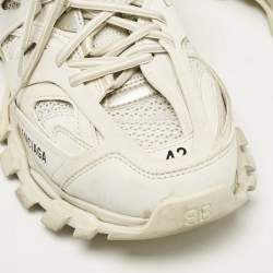 Pre Owned Balenciaga White Faux Leather and Mesh Track Lace Up Sneakers Size 42