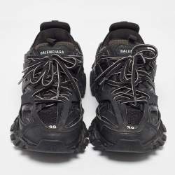 Balenciaga Black Fabric and Mesh Track Sneakers Size 39