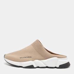 Balenciaga Brown Knit Fabric Speed Trainer Mules Size 41