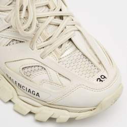 Pre Owned Balenciaga Grey Faux Leather and Mesh Track Sneakers Size 39