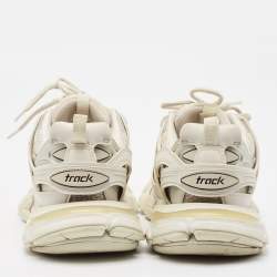 Pre Owned Balenciaga Grey Faux Leather and Mesh Track Sneakers Size 39