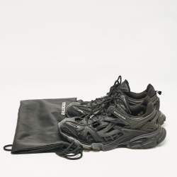 Balenciaga Black Faux Leather and Mesh Track 2 Sneakers Size 42