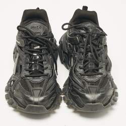 Balenciaga Black Faux Leather and Mesh Track 2 Sneakers Size 42
