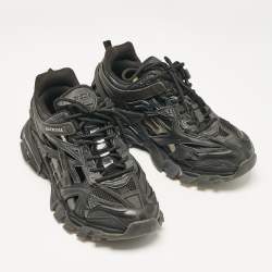Balenciaga Black Faux Leather and Mesh Track 2 Sneakers Size 42