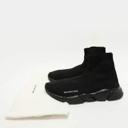 Balenciaga Black Knit Fabric Speed Trainer High Top Sneakers Size 42