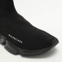 Balenciaga Black Knit Fabric Speed Trainer High Top Sneakers Size 42