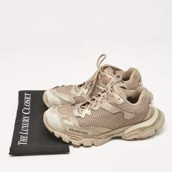 Balenciaga Dark Beige Mesh and Leather Track 3 Sneakers Size 42