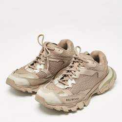 Balenciaga Dark Beige Mesh and Leather Track 3 Sneakers Size 42
