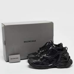 Balenciaga Black Mesh and Faux Leather Runner Sneakers Size 43