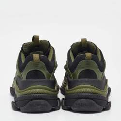 Balenciaga Green/Black Leather and Mesh Triple S Sneakers Size 39