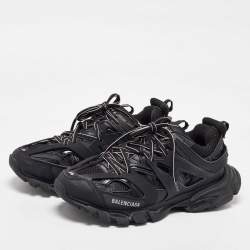 Balenciaga Black Faux Leather and Mesh Track Sneakers Size 43