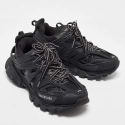 Balenciaga Black Faux Leather and Mesh Track Sneakers Size 43