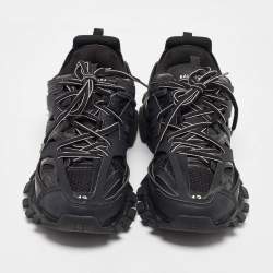 Balenciaga Black Faux Leather and Mesh Track Sneakers Size 43