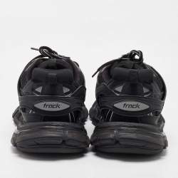 Balenciaga Black Faux Leather and Mesh Track Sneakers Size 43