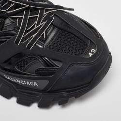 Balenciaga Black Faux Leather and Mesh Track Sneakers Size 43