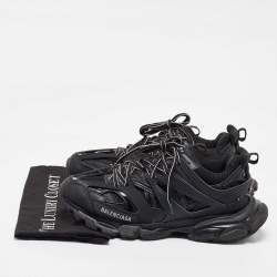 Balenciaga Black Faux Leather and Mesh Track Sneakers Size 43
