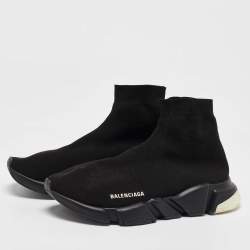 Balenciaga Black Knit Fabric Speed Trainer High Top Sneakers Size 42