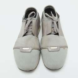 Balenciaga Grey Fabric and Leather Race Runner Sneakers Size 43