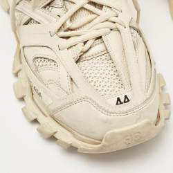 Balenciaga Cream Mesh and Faux Leather Track Sneakers Size 44