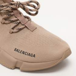 Balenciaga Beige Knit Fabric Speed Trainer Sneakers Size 40